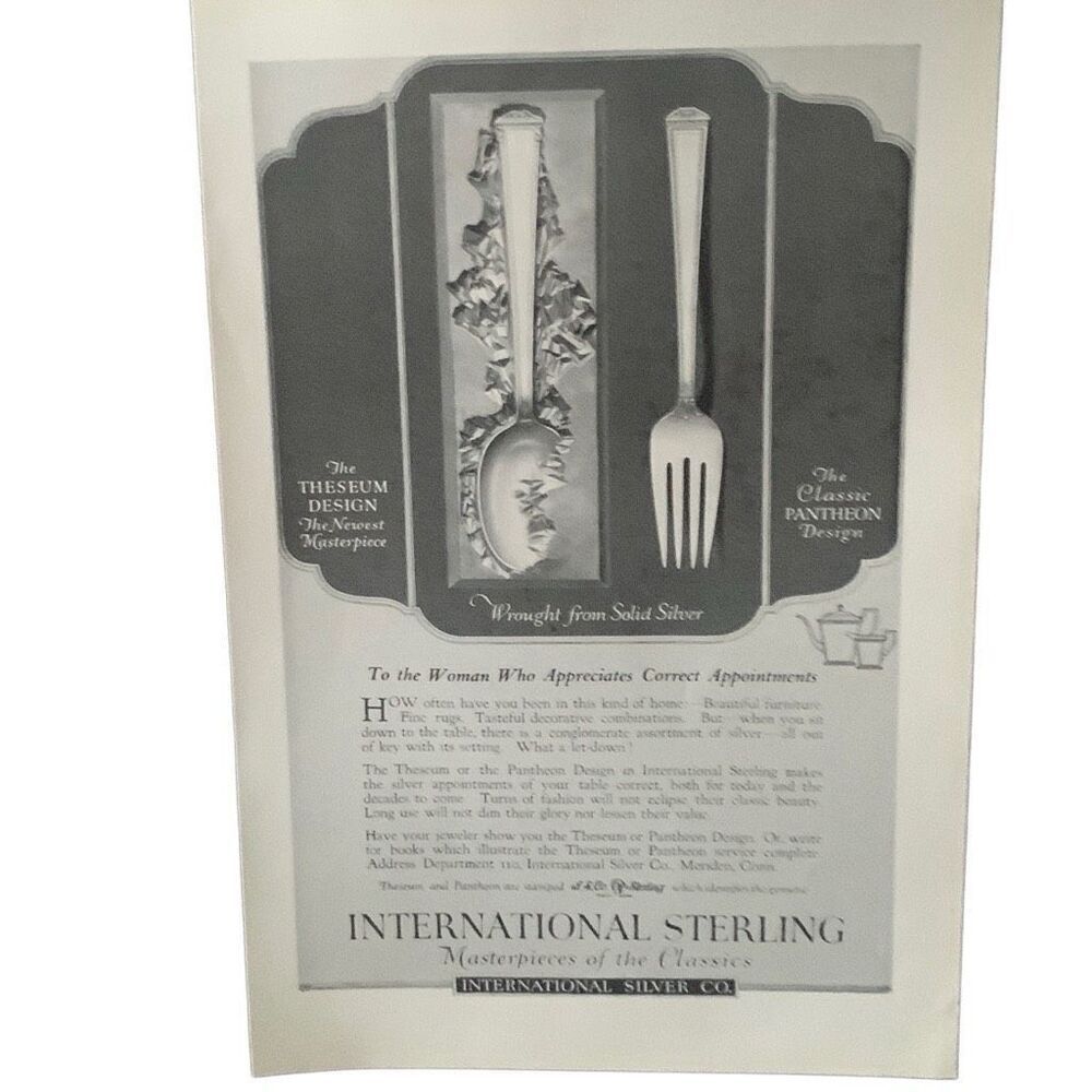 Vintage 1923 International Sterling Correct Appointments Ad Advertisement